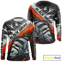 Load image into Gallery viewer, Custom Orange Camo Black Drum Jerseys For Fishing Team Long Sleeve Fishing Shirts NBT457