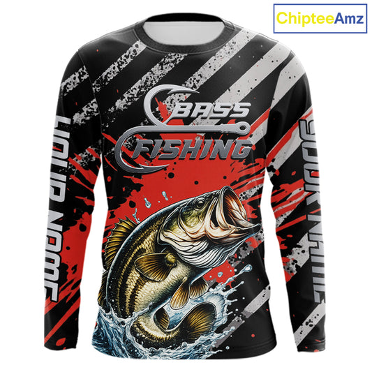 Custom Largemouth Bass Long Sleeve Tournament Fishing Shirts, Largemouth Fishing Jerseys NBT712
