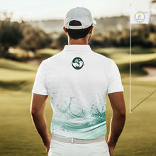 Load image into Gallery viewer, Mens Golf Polo Shirt Watercolor Custom Name White Golf Shirt, Golf Outfits NBT714