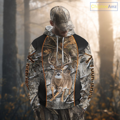 Deer Hunting Custom Name Hoodie Forest Camouflage Hunting Shirt for Men NBT310