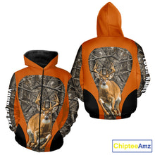 Load image into Gallery viewer, Whitetail Deer Hunting Custom Name Camo Shirt Hunting Hoodie, Camouflage Deer Shirt NBT312