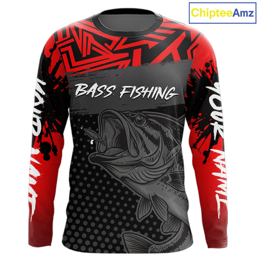 Bass Fishing Shirts Long Sleeve UPF Custom Name Fishing Shirt, Bass Fishing Clothing NBT361
