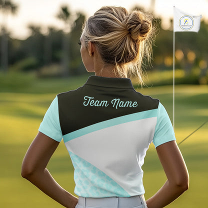 Leopard Womens Golf Polo Shirt Custom Teal Leopard Pattern Team Golf Tops, Golf Gifts NBT590