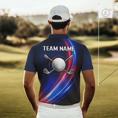 Custom Red Blue Mens Golf Polo Shirts Personalized Golf Gifts, Team Golf Shirts NBT976