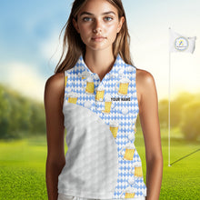 Load image into Gallery viewer, Womens Golf Polo Shirts Custom Beer Argyle Pattern, Funny Beer Pattern Golf Team Shirt NBT597