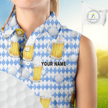 Load image into Gallery viewer, Womens Golf Polo Shirts Custom Beer Argyle Pattern, Funny Beer Pattern Golf Team Shirt NBT597