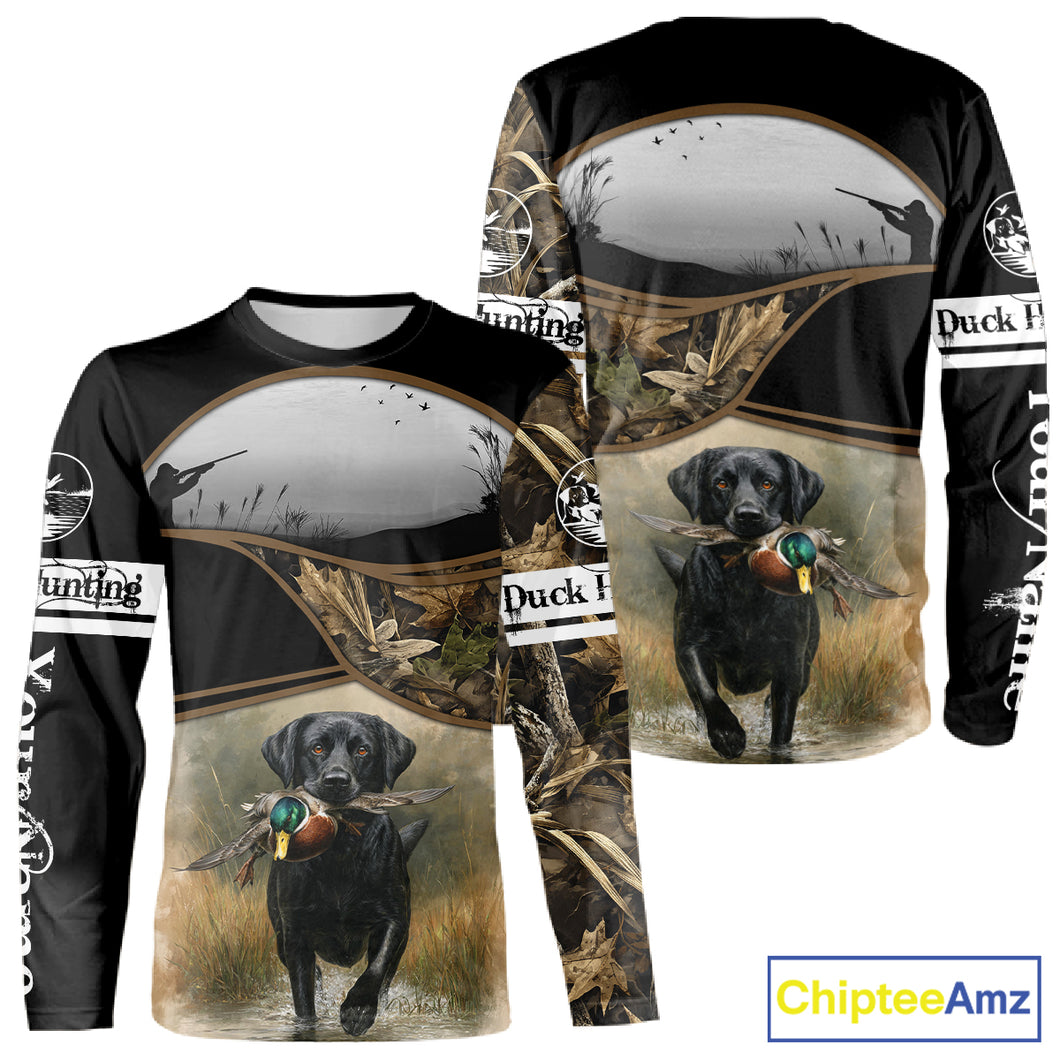 Duck Hunting Black Labrador Retriever Camouflage 3D Printed Shirts, Duck Hunting Camo Shirt NBT218
