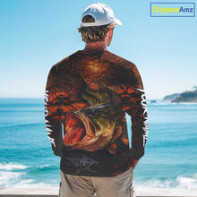 Load image into Gallery viewer, Personalized Big Bass Fishing Jerseys Orange Camo, Bass Fishing Shirts Long Sleeve NBT416