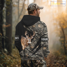 Load image into Gallery viewer, Whitetail Deer Hunting Shirt Camouflage Hoodie 3D Custom Name, Hunting Gift NBT324