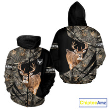 Load image into Gallery viewer, Whitetail Deer Hunting Shirt Camouflage Hoodie 3D Custom Name, Hunting Gift NBT324