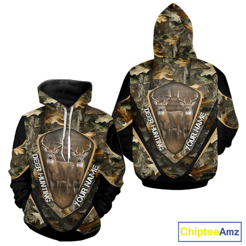 Whitetail Deer Hunting Shirt Custom Name Fall Season Camo, Deer Hunting Clothes For Men NBT325