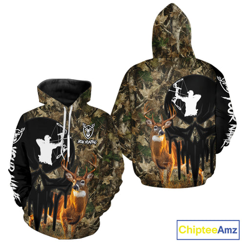 Deer Bow Hunting Camouflage Custom Name Shirt, Personalized Hunting Clothes, Hunting Gifts NBT327