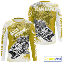 Load image into Gallery viewer, Yellow Camo Bass Fishing Jerseys For Fishing Team, Bass Skeleton Fishing Shirts Long Sleeve NBT419