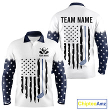 Load image into Gallery viewer, USA Flag Pattern Mens Golf Polo Shirt, Patriotic American Golf Shirt, 4Th Of July Golf Outfit NBT613