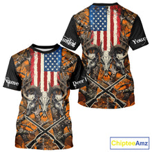 Load image into Gallery viewer, Custom Orange Camo US Flag Rifle Personalized Hunting Shirts, Deer Hunting Clothes NBT282