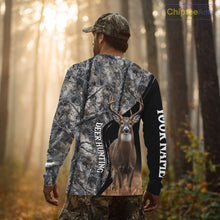 Load image into Gallery viewer, Winter Whitetail Deer Camo Customize Name 3D All Over Printed Long Sleeve Hunting Shirts for Men NBT332