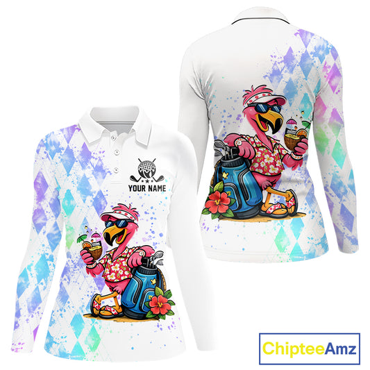 Personalized Womens Argyle Golf Polo Shirt, Custom Name Funny Golf Team Shirts, Golf Lover Gift NBT480