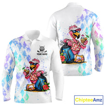 Load image into Gallery viewer, Personalized Mens Argyle Golf Polo Shirts, Custom Name Funny Golf Team Shirts, Golf Lover Gift NBT480