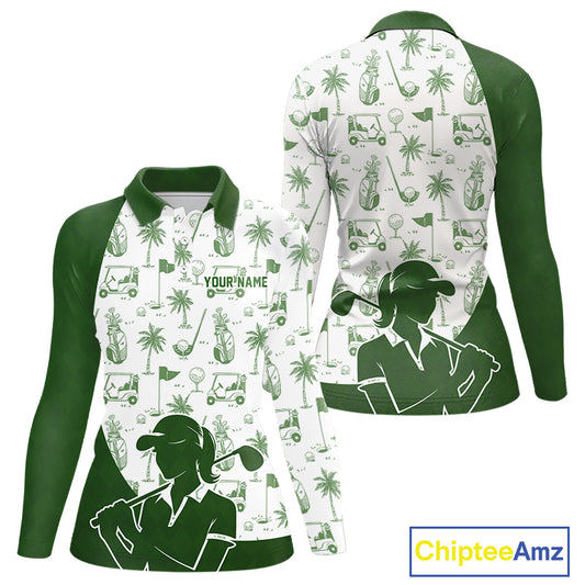 Green Womens Golf Polo Shirts, Funny Golf Icons Athetic Shirt, Golf Gifts For Men NBT481
