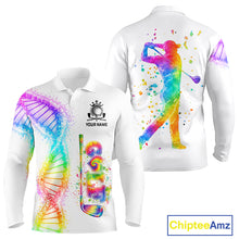 Load image into Gallery viewer, Custom Rainbow Color Golf Lover Women's Polo Shirt, It's in my DNA Shirt, Golf Gifts NBT483