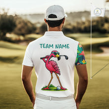 Load image into Gallery viewer, Funny Flamingo Mens Golf Polo Shirts Colorful Tropical Flamingo Custom Name, Golf Gifts  NBT487