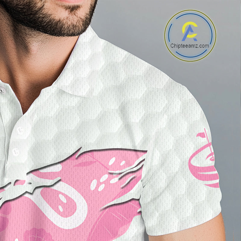 Custom Pink Summer Pattern Mens Golf Polo Shirts Summer Golf Shirt For Vacation, Golf Team Shirt NBT733