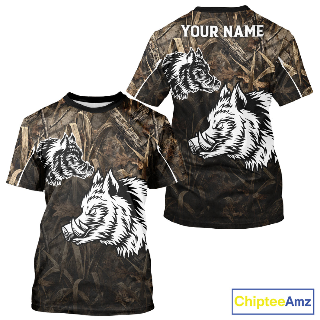 Custom Boar Hunting Full Camouflage 3D All Over Printed Shirts , Best Gift Ideas for Hunter NBT225