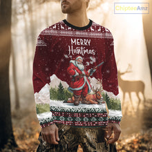 Load image into Gallery viewer, Funny Ugly Pattern Santa Deer Hunting Customized Name All Over Print Shirts for Hunter NBT283