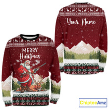 Load image into Gallery viewer, Funny Ugly Pattern Santa Deer Hunting Customized Name All Over Print Shirts for Hunter NBT283
