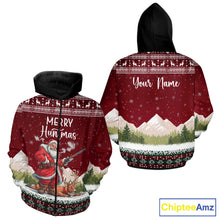 Load image into Gallery viewer, Funny Ugly Pattern Santa Deer Hunting Customized Name All Over Print Shirts for Hunter NBT283