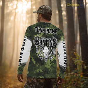 Green Camouflage Deer Hunting Shirts with American Flag – Custom Name, Gift for Hunters NBT37