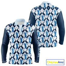 Load image into Gallery viewer, Blue Argyle Golf Polo Shirt For Men, Golf Friends Shirt, Blue Retro Golf Outfits NHT565