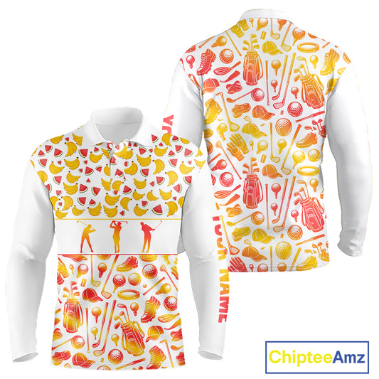 Funny Watermelon Banana Womens Golf Polo Shirts Custom Name Neon Print, Golf Shirt For Women NBT501