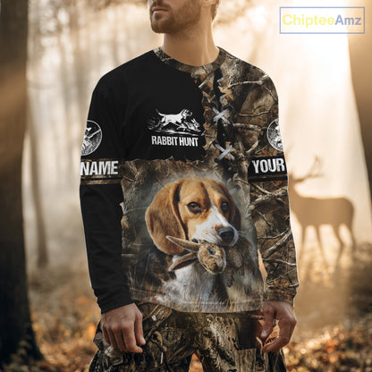Rabbit Hunting Forest Camo 3D All Over Printed Custom Name Shirt, Rabbit Hunting Gifts NBT141