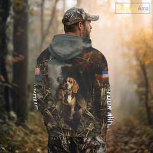 Custom Rabbit Hunting Beagle Dog US Flag Camouflage 3D Shirts, Rabbit Hunting Clothes NBT229
