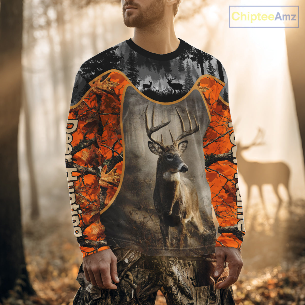 Custom 3D Deer Hunting Orange Camouflage Shirts for Men, Best Hunting Gifts for Hunters NBT231