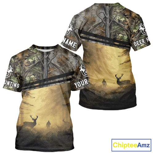 Whitetail Deer Hunting Custom Name Camouflage Shirt, Best for Hunting Season NBT286