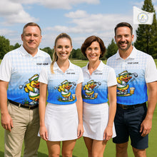 Load image into Gallery viewer, Funny Duck Golf Polo Shirt For Men, Cute Duck With Beer Print Shirt, Sporty Animal Golf Gift|Blue NBT622