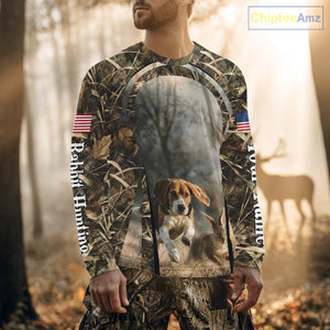 Custom Beagle Dog Rabbit Hunting US Flag Camo Shirts, Rabbit Hunting Gifts for Men NBT234