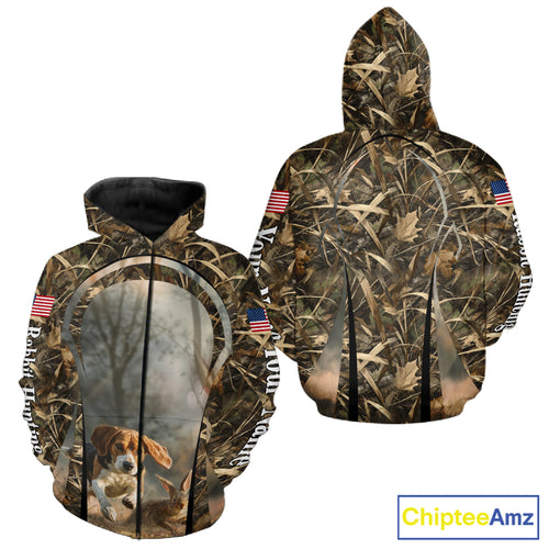 Custom Beagle Dog Rabbit Hunting US Flag Camo Shirts, Rabbit Hunting Gifts for Men NBT234