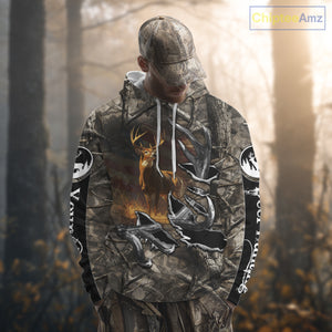 American Flag Camo Deer Hunting Shirts with Antler for Men, Hunting Gift Ideas for Hunters NBT46