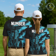Load image into Gallery viewer, Mens Disc Golf Polo Shirt Custom Name Blue Disc Golf Basket, Personalized Disc Golf Shirts NBT646
