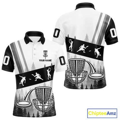 Mens Disc Golf Polo Shirts Black Camo Custom Name Disc Golf Team Shirts, Disc Golf Gifts NBT652