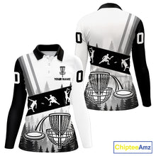 Load image into Gallery viewer, Womens Disc Golf Polo Shirts Black Camo Custom Name Disc Golf Team Shirts, Disc Golf Gifts NBT652