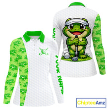 Load image into Gallery viewer, Funny Frog Green Womens Golf Polo Shirt Custom Women Golf Top, Personalized Golf Gifts NBT517