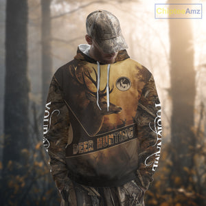 Brown Camo Deer Hunting All Over Printing Shirt with Big Buck - Hunting Clothes for Men NBT50