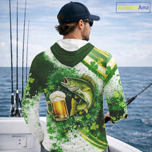 Load image into Gallery viewer, St Patrick Day Walleye Mens Long Sleeve Hooded Fishing Shirts UV Protetion, Walleye Fishing Shirts NBT384