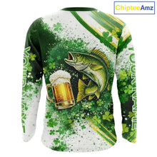 Load image into Gallery viewer, St Patrick Day Walleye Mens Long Sleeve Fishing Shirts UV Protetion, Walleye Fishing Shirts NBT384