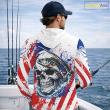 Load image into Gallery viewer, Custom American Flag Fishing Shirts Largemouth Bass Fishing Long Sleeve Hooded, Bass Fishing Shirts For Men NBT385