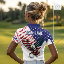 Load image into Gallery viewer, Person wearing a golf shirt with an eagle design and 'Team Name' text on a golf course.